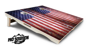 Weathered Flag Cornhole Boards - Pro Solution Lite Series by Cornhole Solutions, custom cornhole board detail photo 5