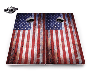 Weathered Flag Cornhole Boards - Pro Solution Lite Series