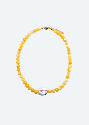 The Soleil Yellow Beaded Pearl Necklace by London Crafted