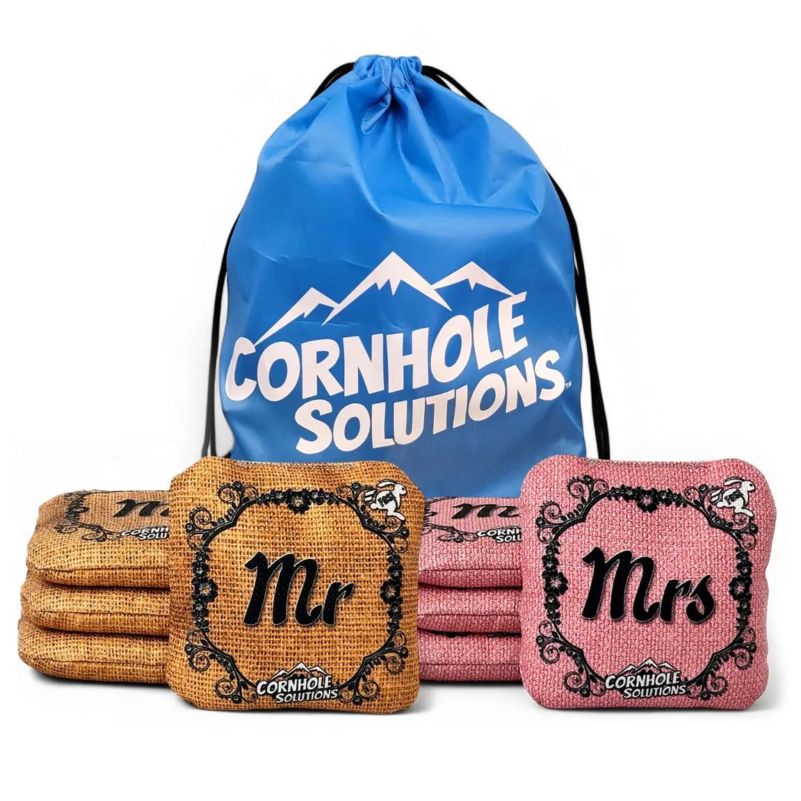 Wedding Mr. Mrs. - Pro Style REC Cornhole Bags – Regulation 6"x6" – Full Set of 8 by Cornhole Solutions, custom cornhole board main product photo