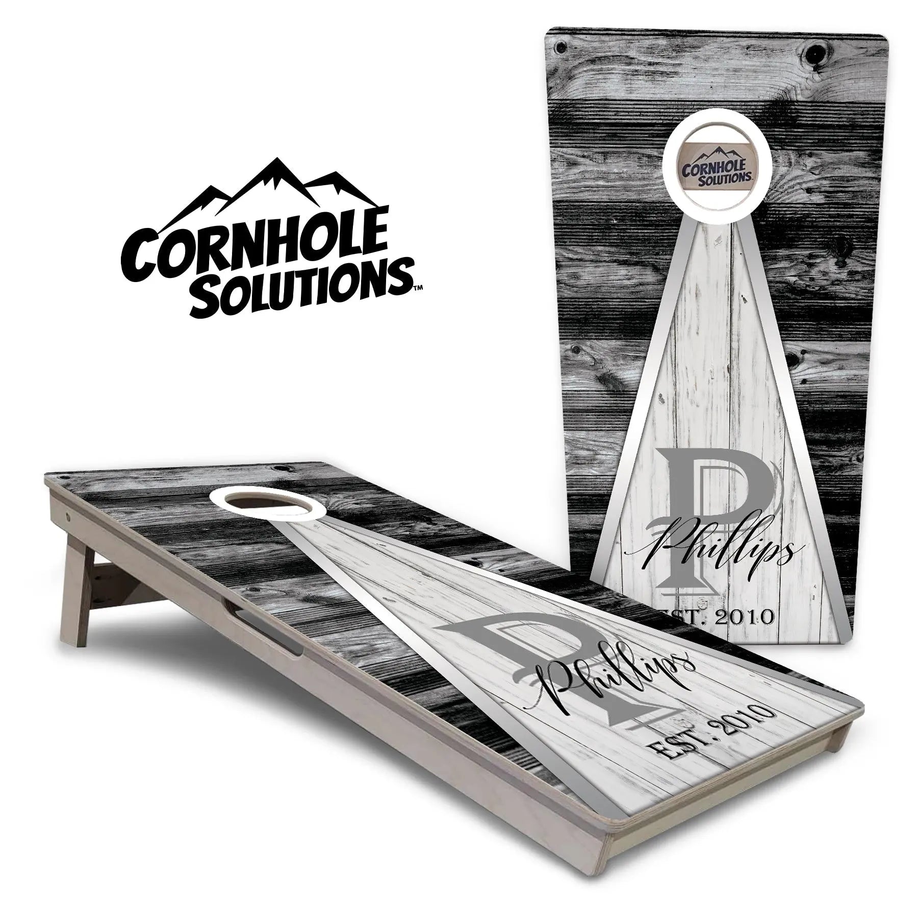 Wedding Triangle Cornhole Boards - Professional Tournament Series by Cornhole Solutions, custom cornhole board main product photo