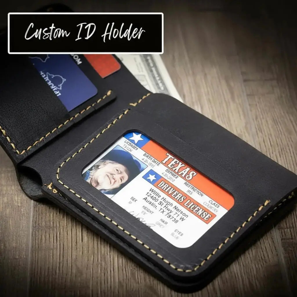 Western Bifold Wallet by Bull Sheath Leather, handmade leather goods detail photo 4