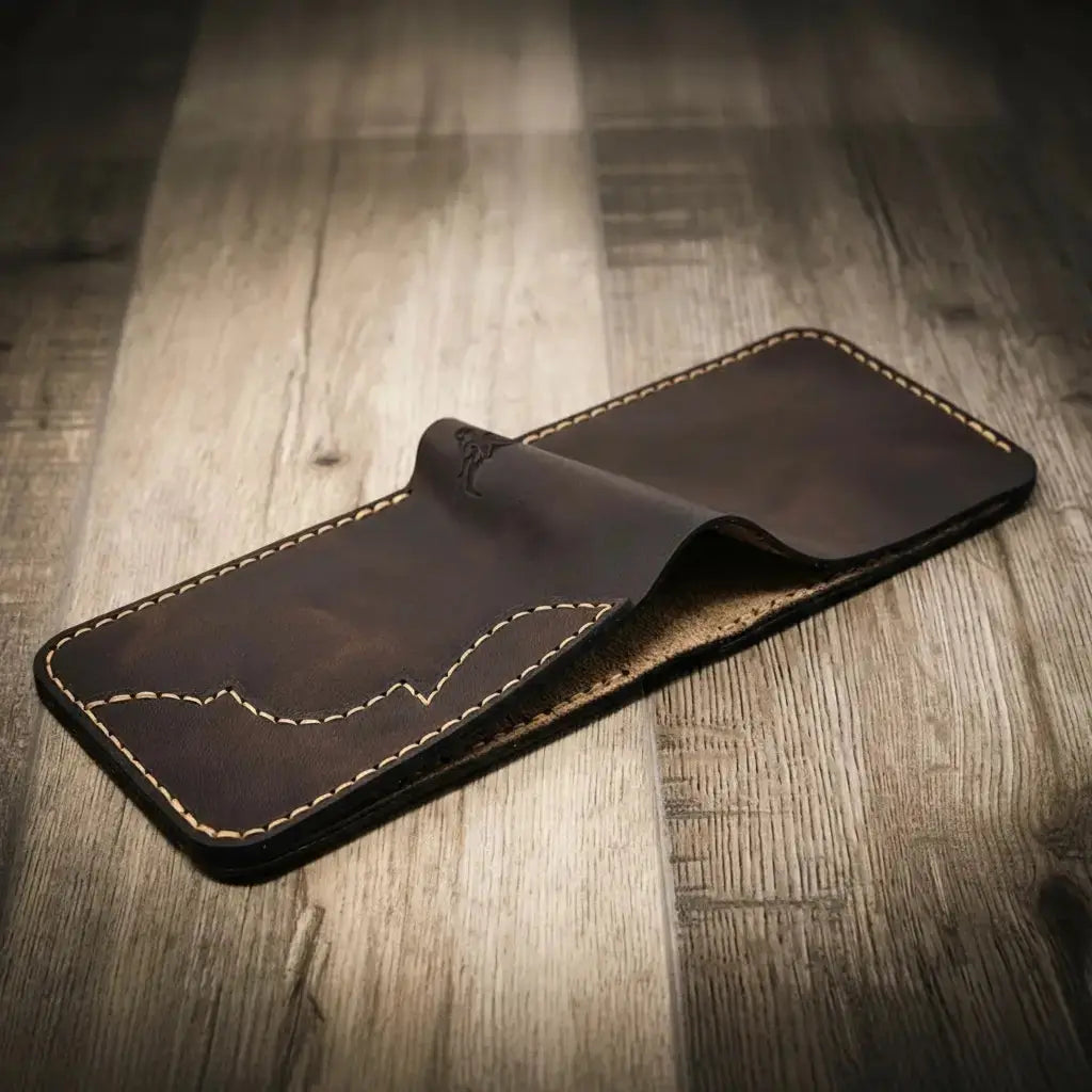 Western Bifold Wallet by Bull Sheath Leather, handmade leather goods detail photo 9