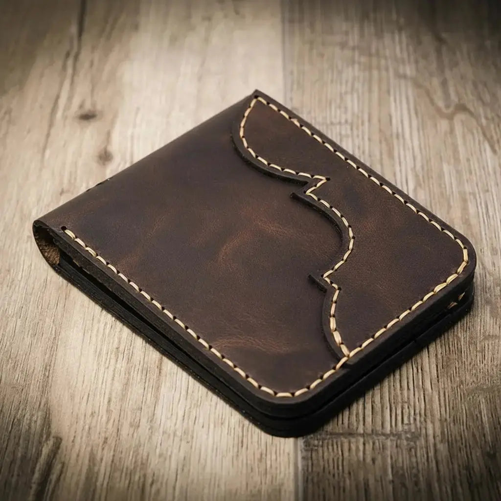 Western Bifold Wallet by Bull Sheath Leather, handmade leather goods detail photo 11