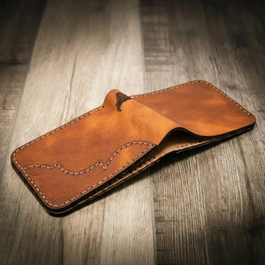 Western Bifold Wallet by Bull Sheath Leather, handmade leather goods detail photo 14