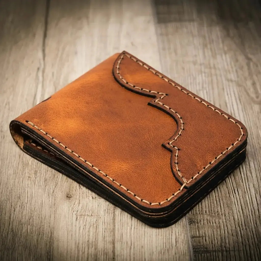 Western Bifold Wallet by Bull Sheath Leather, handmade leather goods detail photo 16