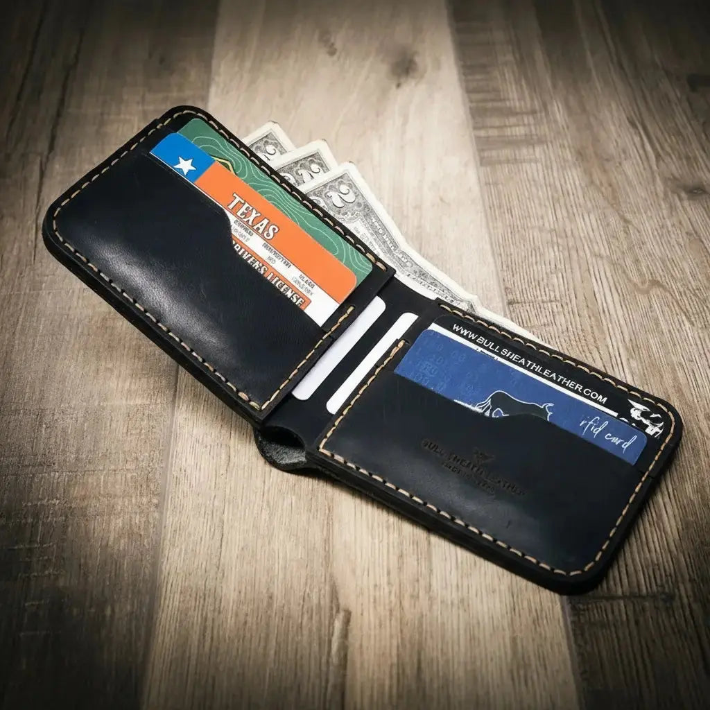 Western Bifold Wallet by Bull Sheath Leather, handmade leather goods detail photo 20