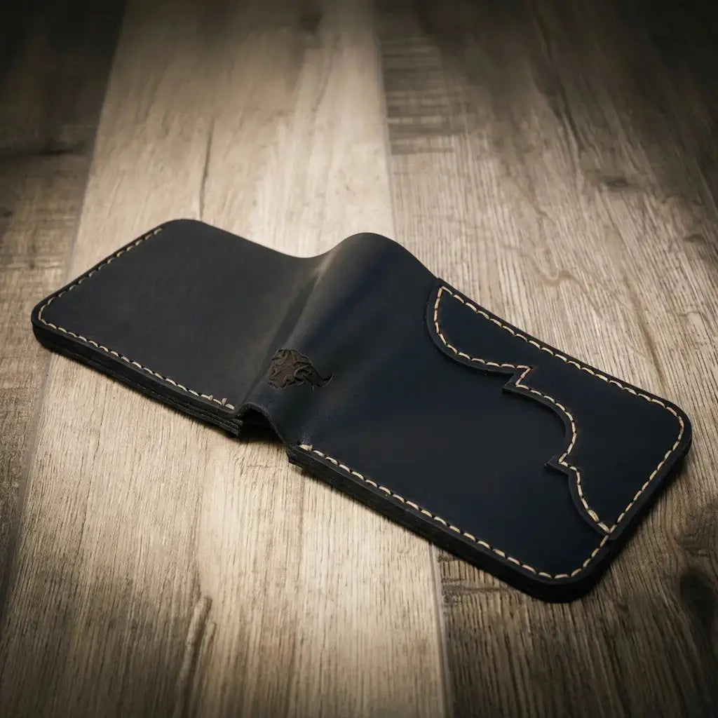 Western Bifold Wallet by Bull Sheath Leather, handmade leather goods detail photo 22