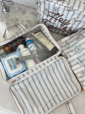 Western Blues Striped - Clear Coat Toiletry Case by KenzKustomz, natural skincare detail photo 12