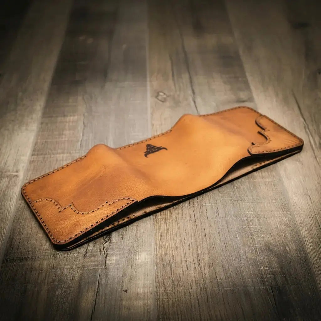 Western Trifold Wallet by Bull Sheath Leather, handmade leather goods main product photo