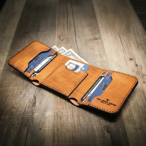 Western Trifold Wallet by Bull Sheath Leather, handmade leather goods detail photo 2