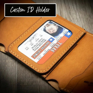 Western Trifold Wallet by Bull Sheath Leather, handmade leather goods detail photo 4