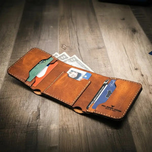 Western Trifold Wallet by Bull Sheath Leather, handmade leather goods detail photo 13