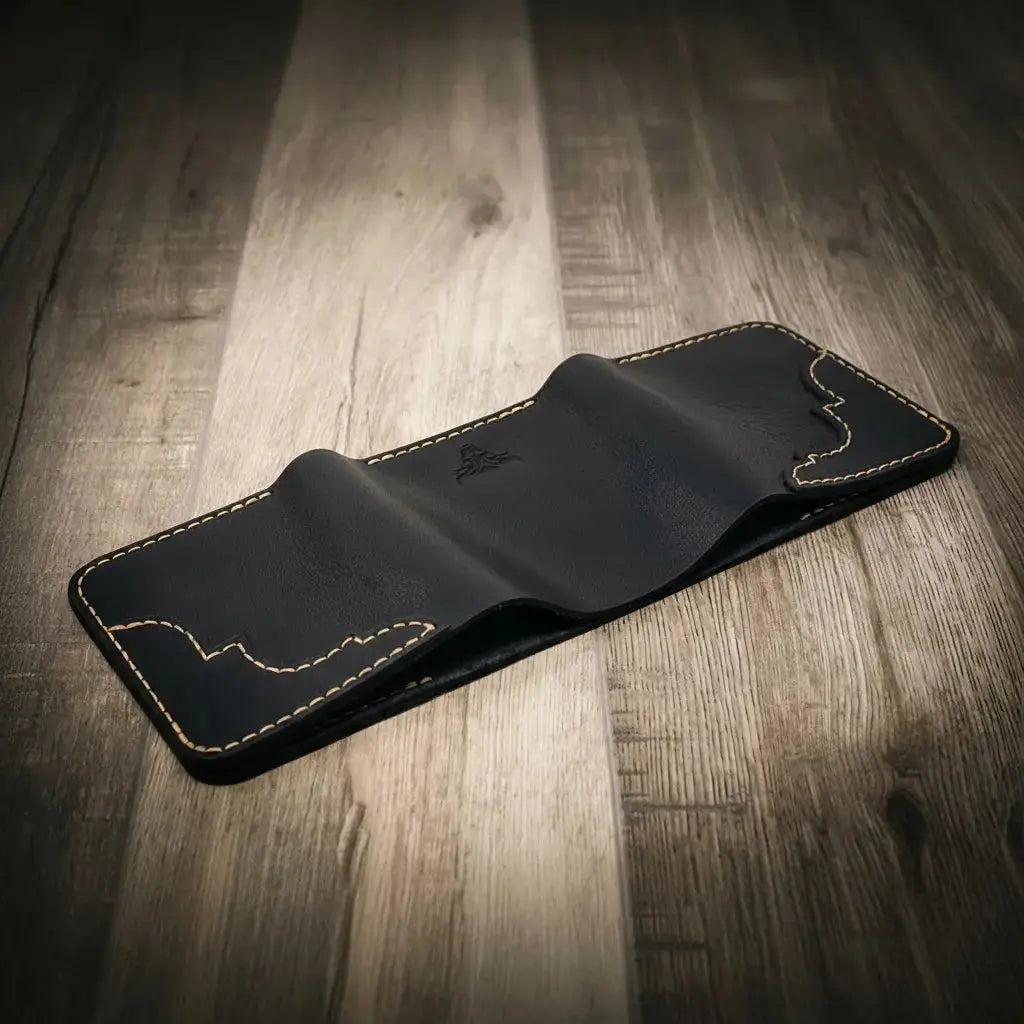 Western Trifold Wallet by Bull Sheath Leather, handmade leather goods detail photo 16