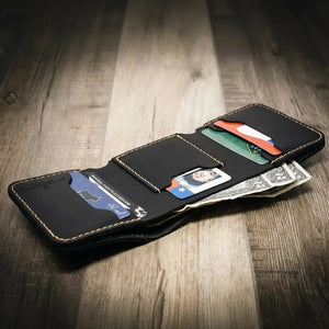 Western Trifold Wallet by Bull Sheath Leather, handmade leather goods detail photo 19