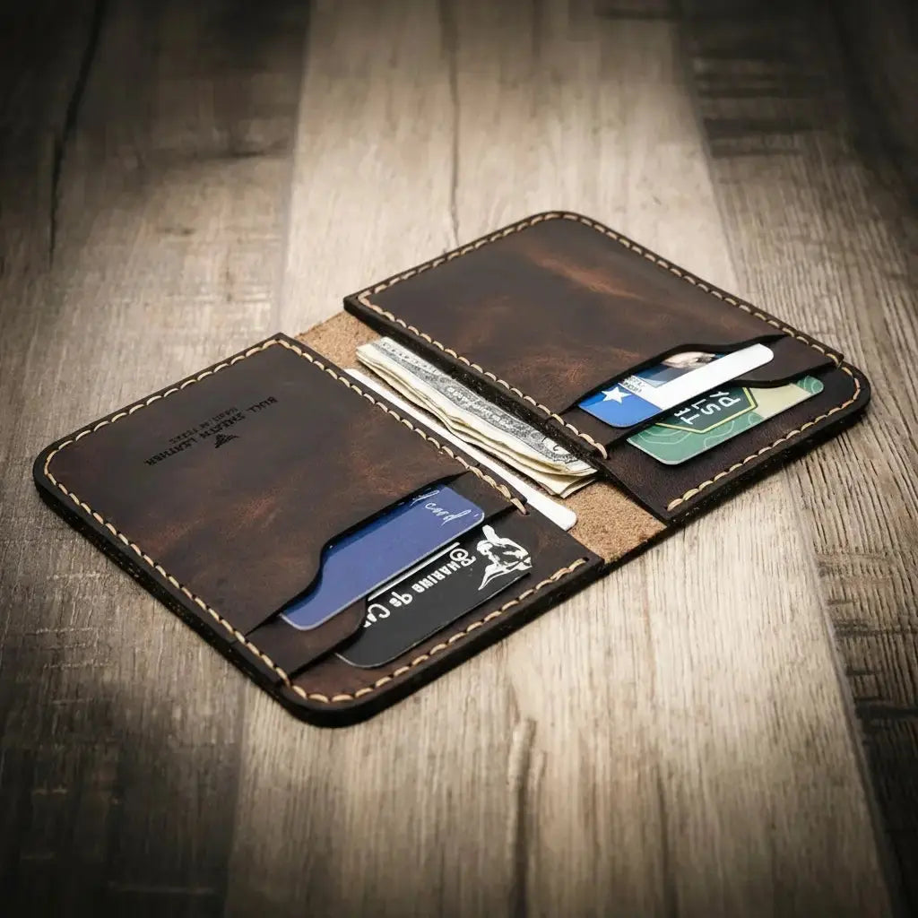 Western Vertical Wallet by Bull Sheath Leather, handmade leather goods detail photo 8