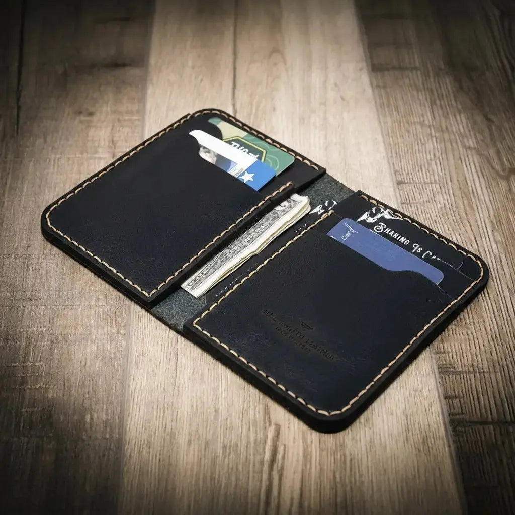 Western Vertical Wallet by Bull Sheath Leather, handmade leather goods detail photo 13