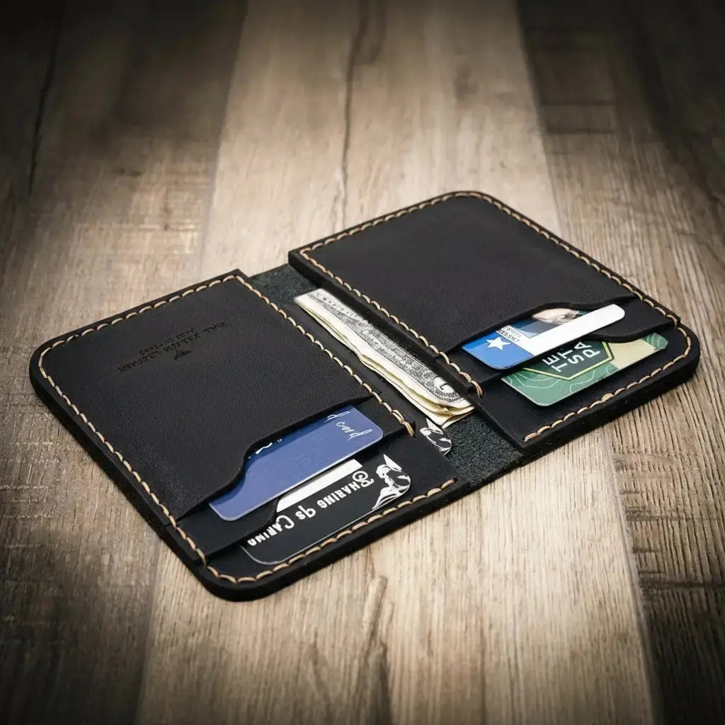 Western Vertical Wallet by Bull Sheath Leather, handmade leather goods detail photo 14