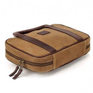 White Wing Waxed Canvas Deluxe Pistol Case by Mission Mercantile Leather Goods, handmade leather goods detail photo 8