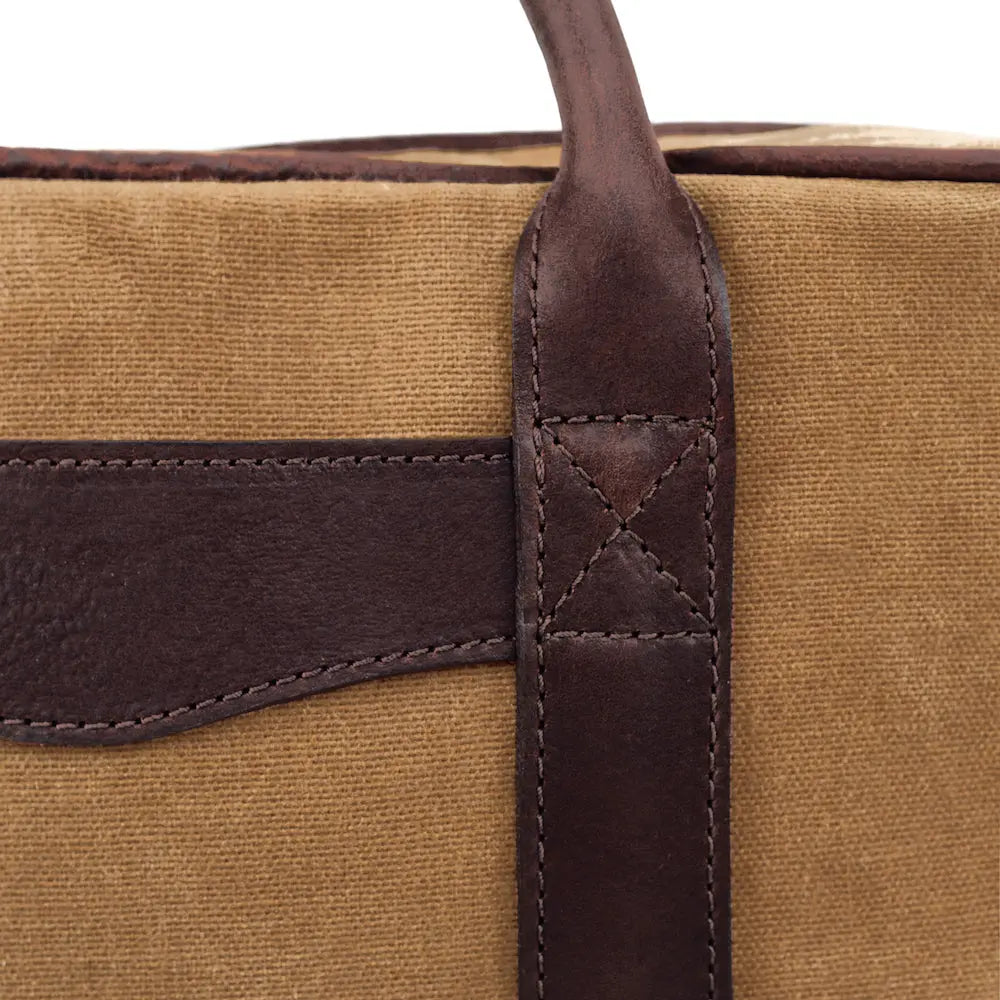 White Wing Waxed Canvas Deluxe Pistol Case by Mission Mercantile Leather Goods, handmade leather goods detail photo 9
