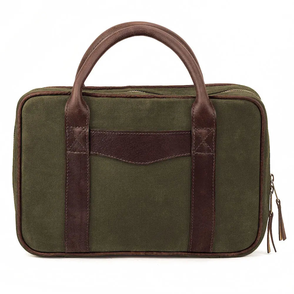White Wing Waxed Canvas Deluxe Pistol Case by Mission Mercantile Leather Goods, handmade leather goods detail photo 10