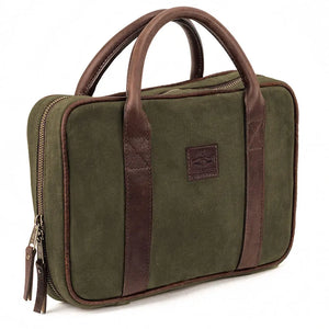 White Wing Waxed Canvas Deluxe Pistol Case by Mission Mercantile Leather Goods, handmade leather goods detail photo 13