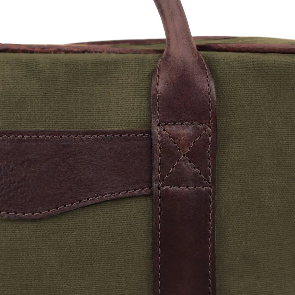 White Wing Waxed Canvas Deluxe Pistol Case by Mission Mercantile Leather Goods, handmade leather goods detail photo 16