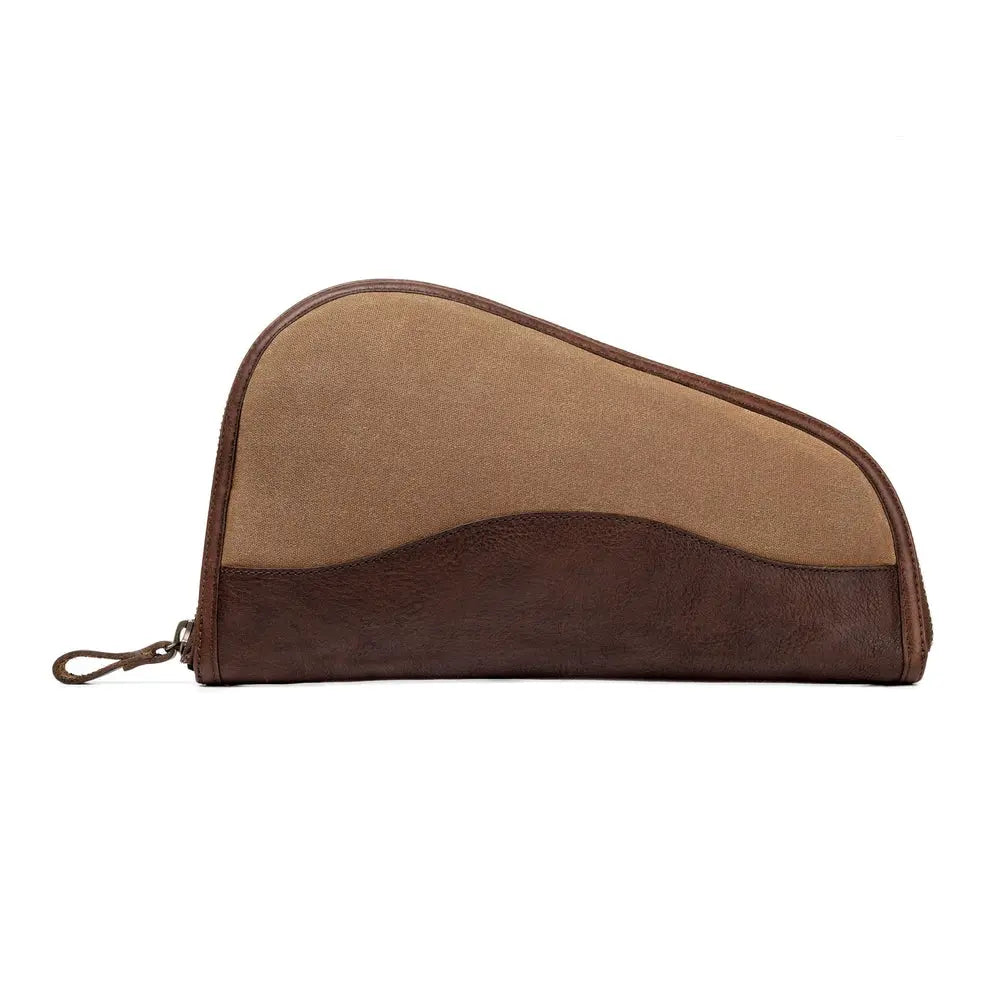 White Wing Waxed Canvas Hunting Pistol Case by Mission Mercantile Leather Goods, handmade leather goods detail photo 4