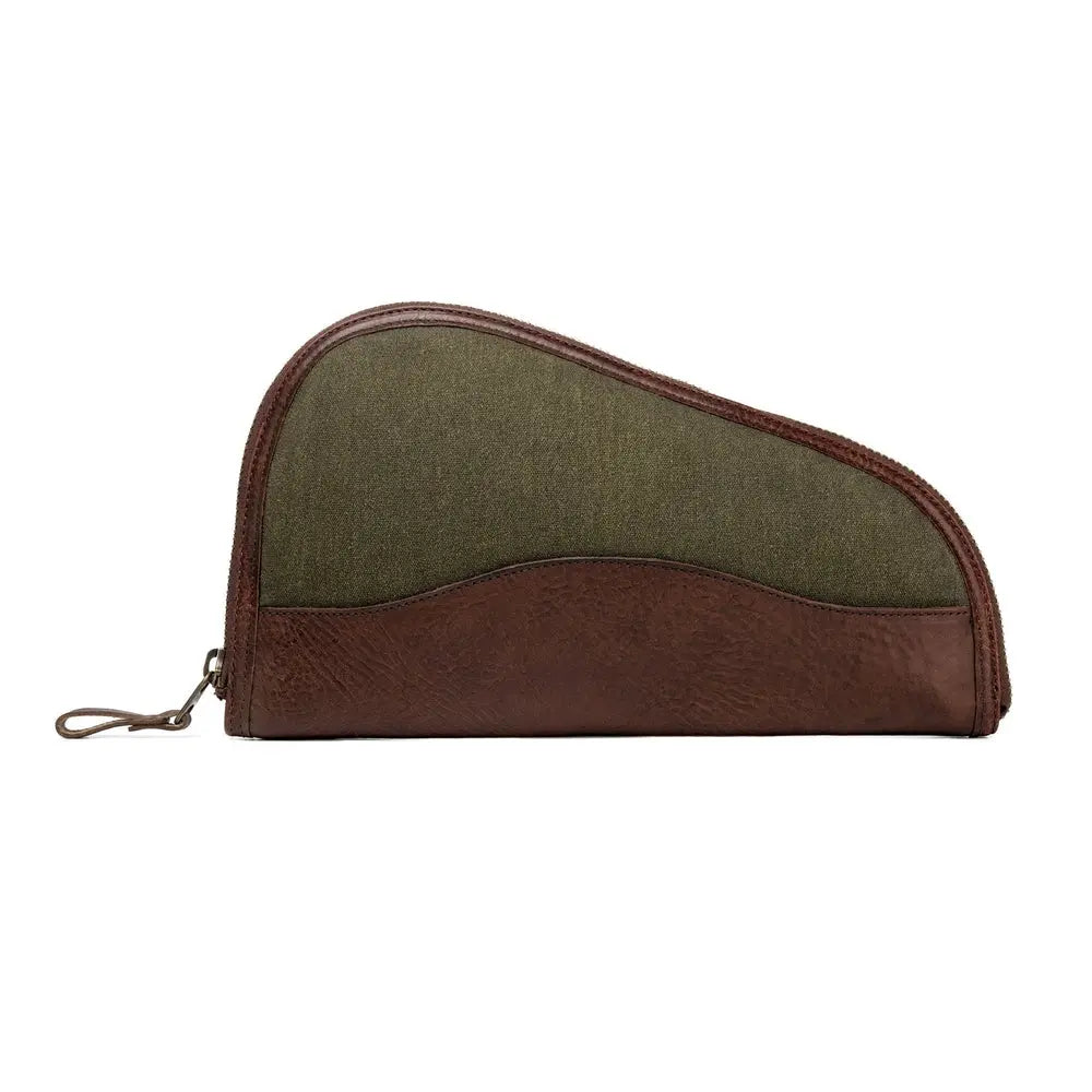 White Wing Waxed Canvas Hunting Pistol Case by Mission Mercantile Leather Goods, handmade leather goods detail photo 8
