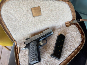 White Wing Waxed Canvas Hunting Pistol Case by Mission Mercantile Leather Goods, handmade leather goods detail photo 9