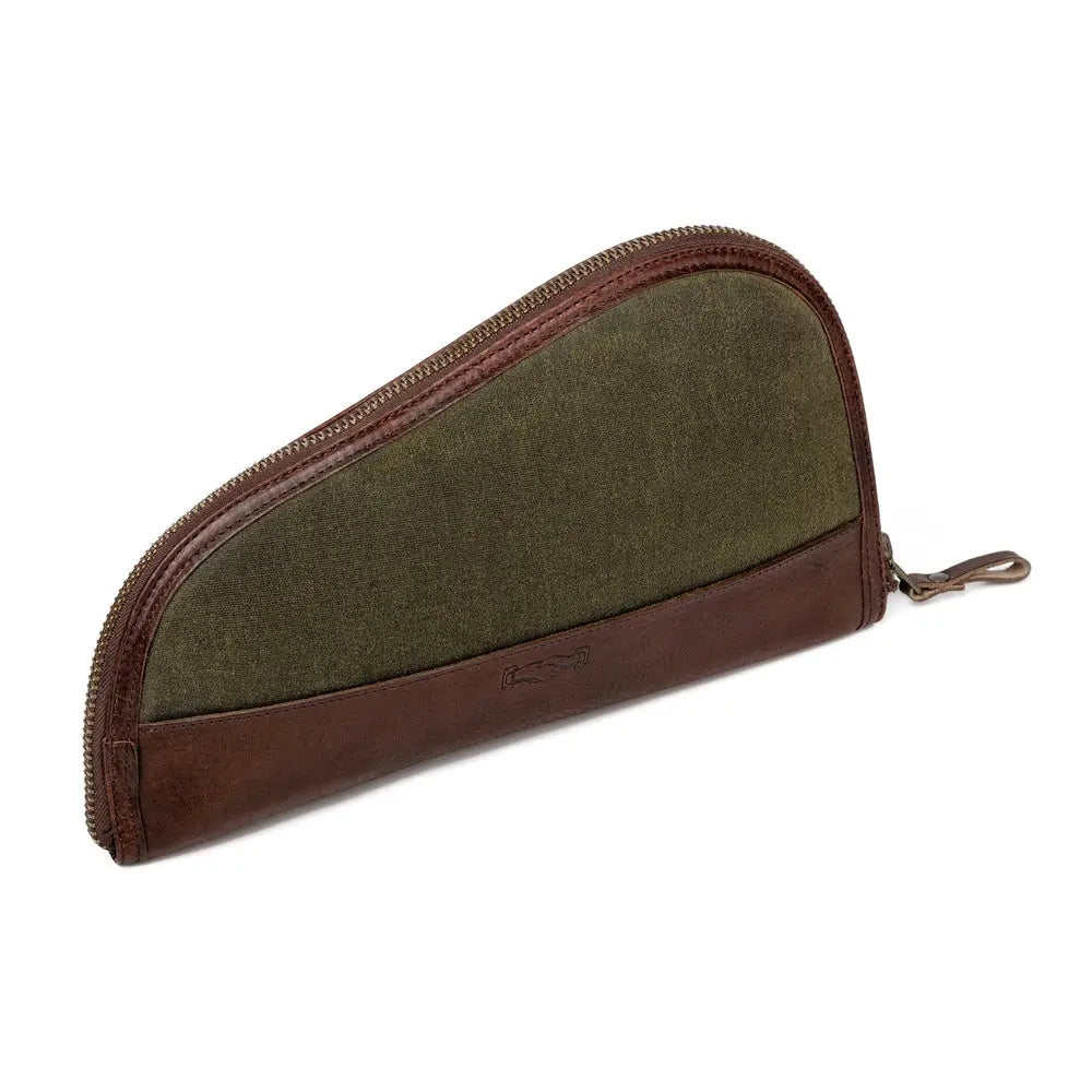 White Wing Waxed Canvas Hunting Pistol Case by Mission Mercantile Leather Goods, handmade leather goods detail photo 13