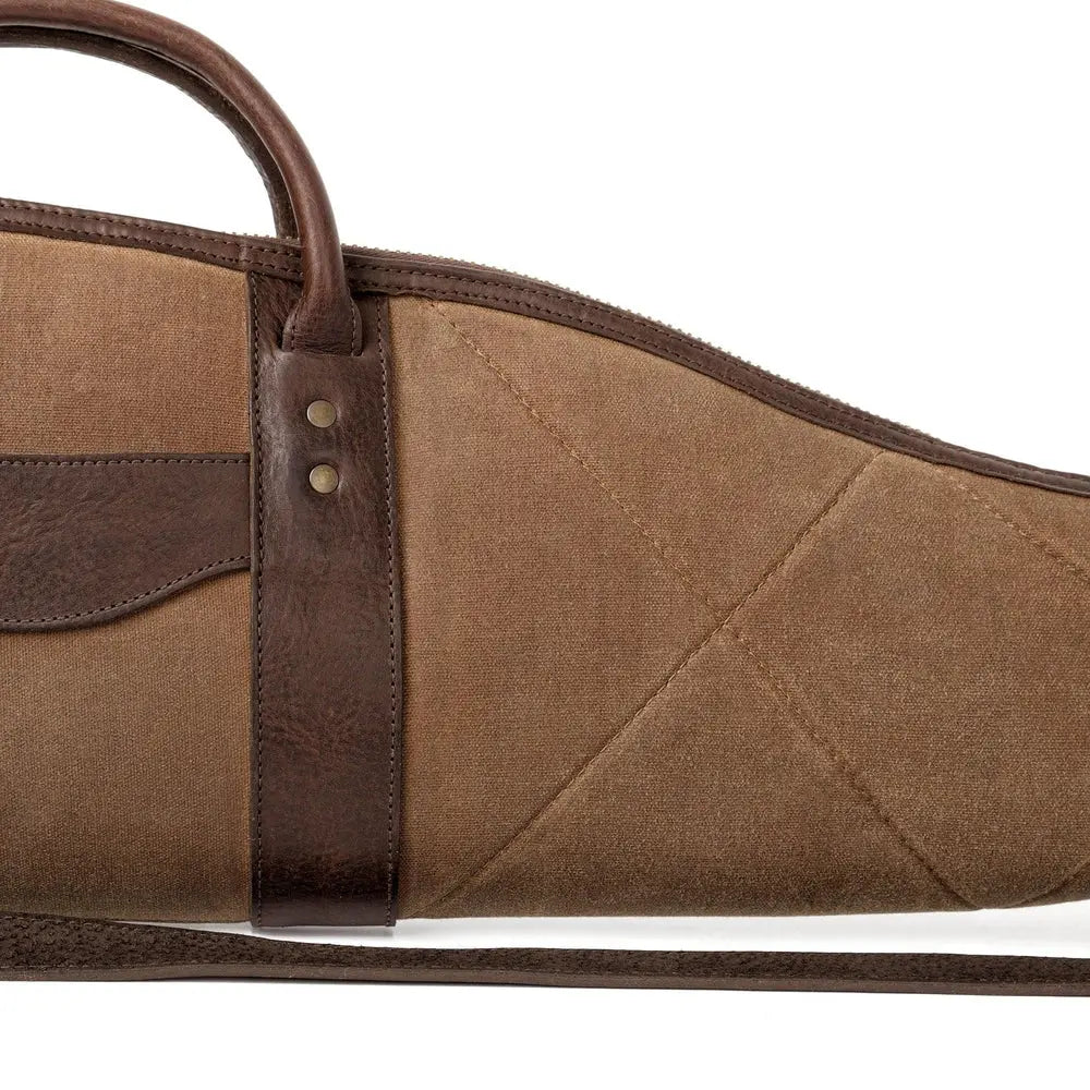 White Wing Waxed Canvas Hunting Rifle Case by Mission Mercantile Leather Goods, handmade leather goods detail photo 5