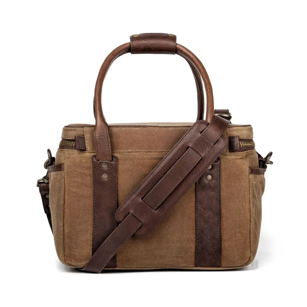 White Wing Waxed Canvas Scout Cooler by Mission Mercantile Leather Goods, handmade leather goods detail photo 3