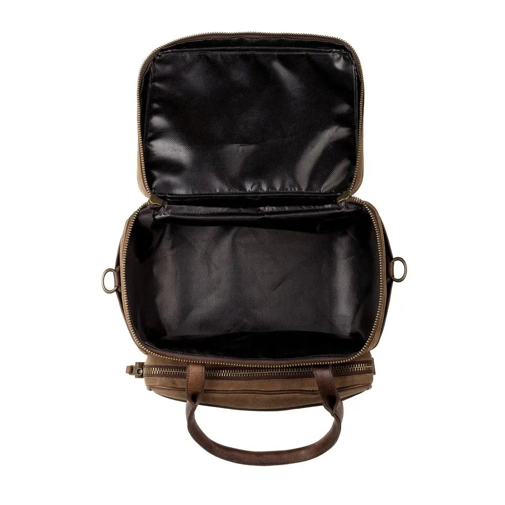 White Wing Waxed Canvas Scout Cooler by Mission Mercantile Leather Goods, handmade leather goods detail photo 5