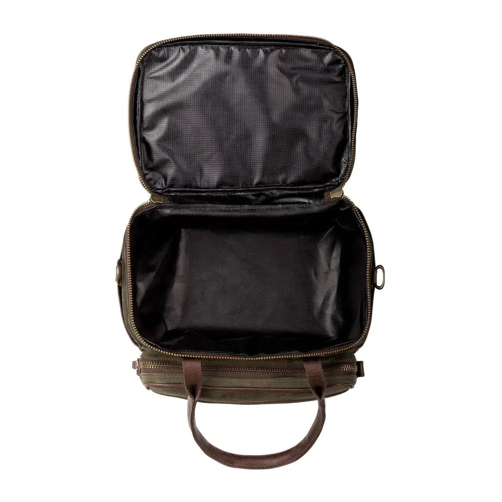 White Wing Waxed Canvas Scout Cooler by Mission Mercantile Leather Goods, handmade leather goods detail photo 12