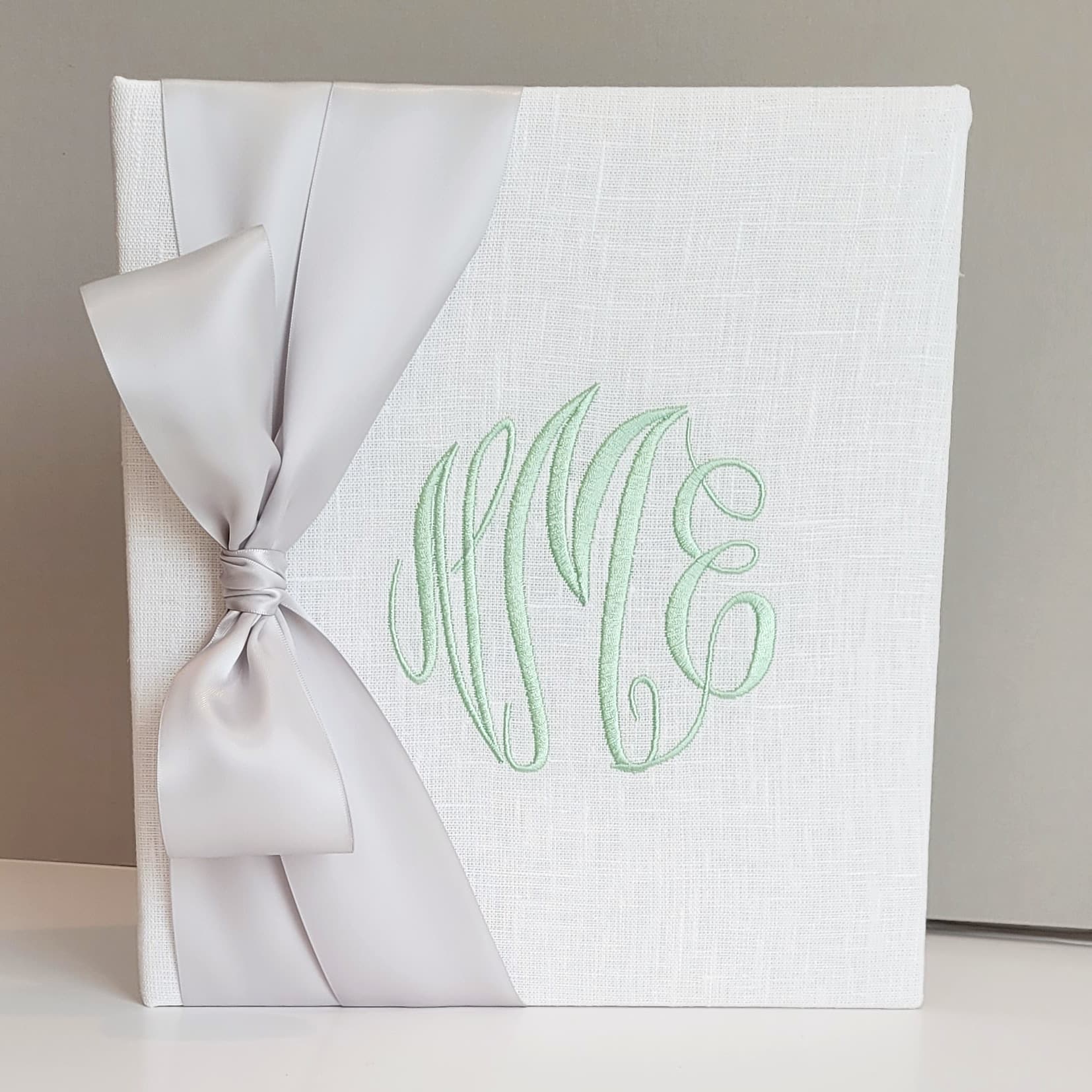 Baby Memory Book - White Linen (w/ SATIN Bow) by AP Creations in Tuscaloosa, paper gift detail photo 6