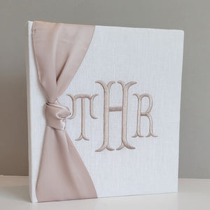 Baby Memory Book - White Linen (w/ SATIN Bow) by AP Creations in Tuscaloosa, paper gift detail photo 5