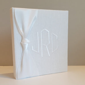 Baby Memory Book - White Linen (w/ SATIN Bow) by AP Creations in Tuscaloosa, paper gift detail photo 3