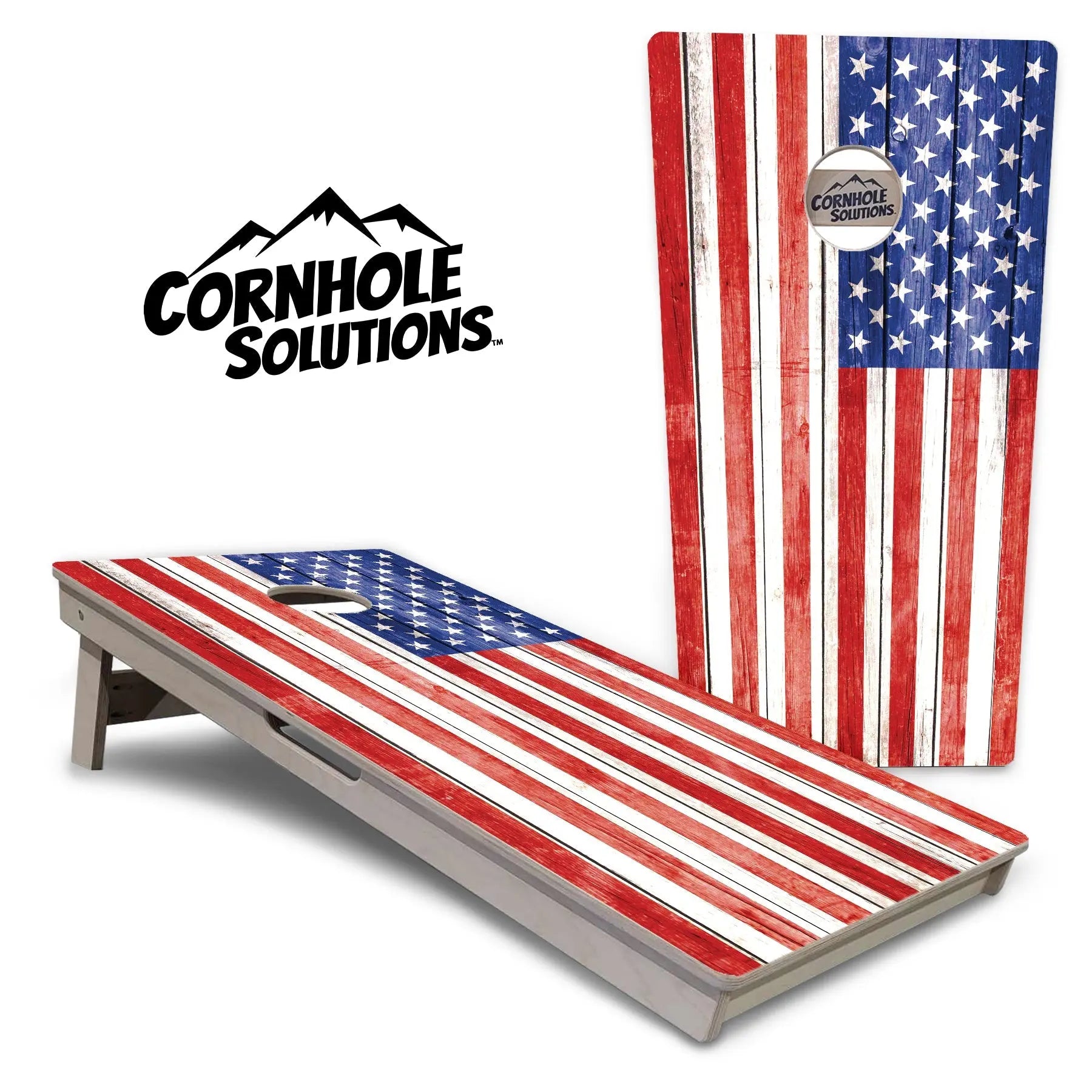 Whitewash Flag Cornhole Boards - Professional Tournament Series by Cornhole Solutions, custom cornhole board main product photo