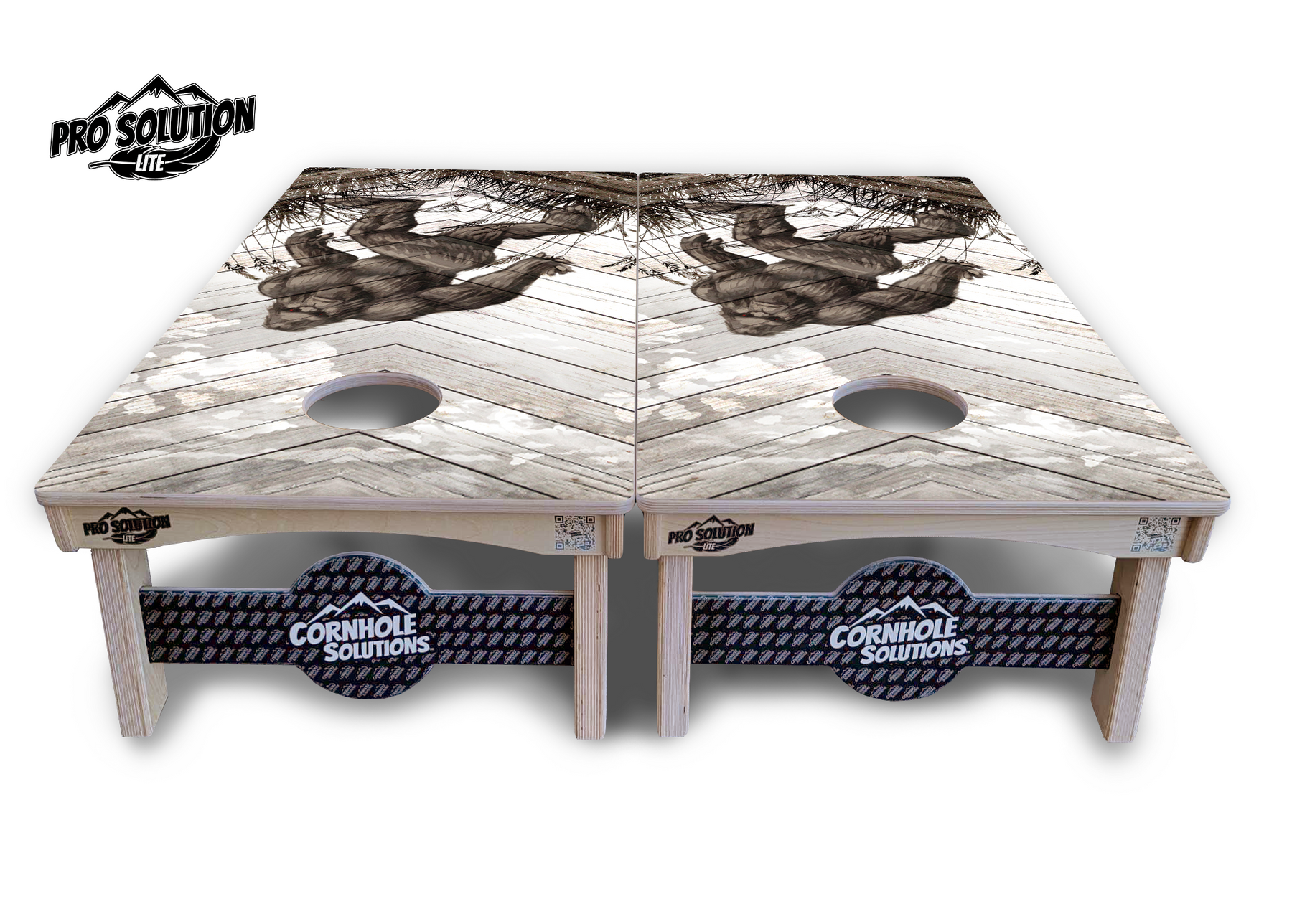 Bigfoot Whitewash Cornhole Boards - Pro Solution Lite Series by Cornhole Solutions, custom cornhole board detail photo 3