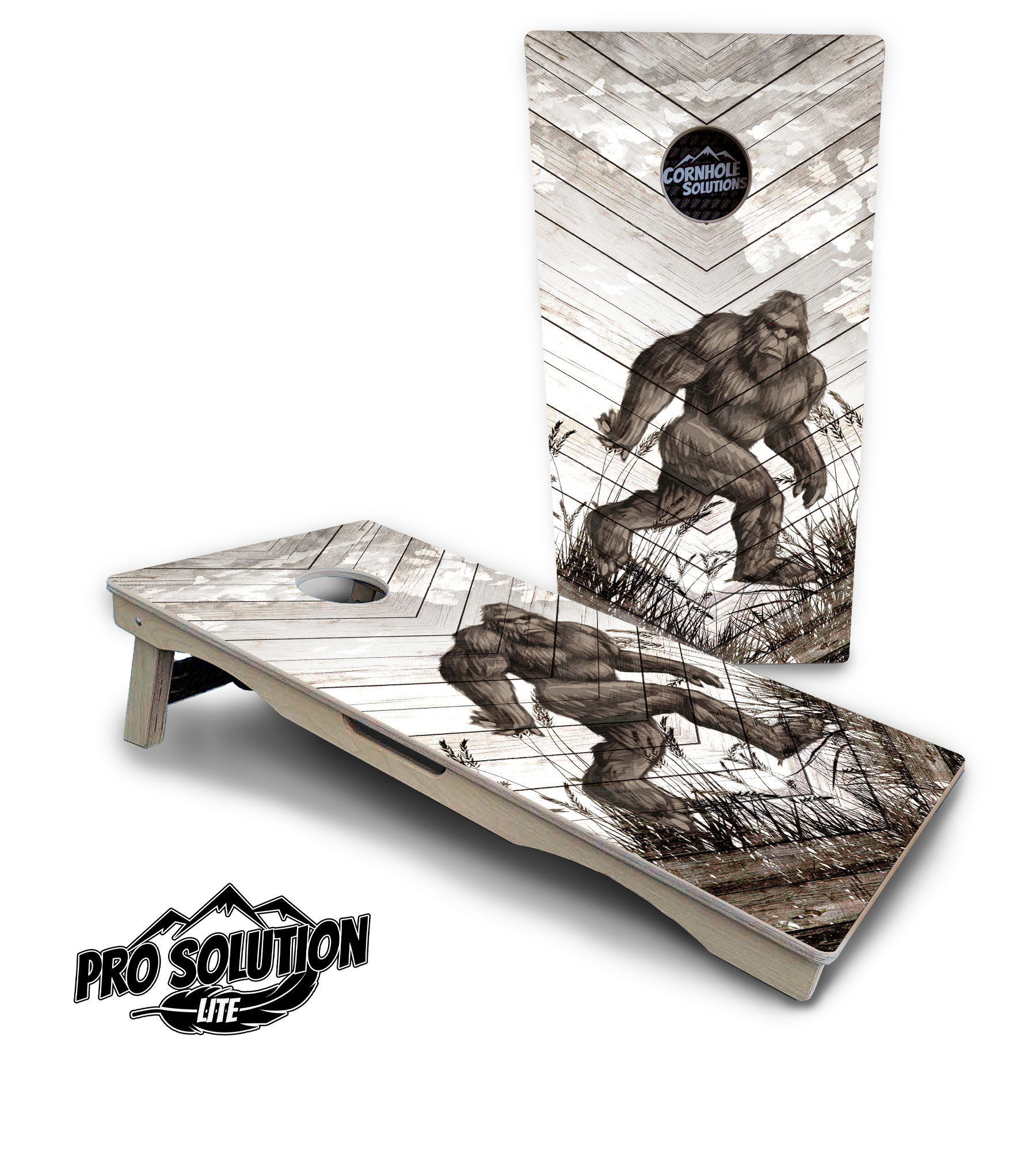 Bigfoot Whitewash Cornhole Boards - Pro Solution Lite Series by Cornhole Solutions, custom cornhole board detail photo 4