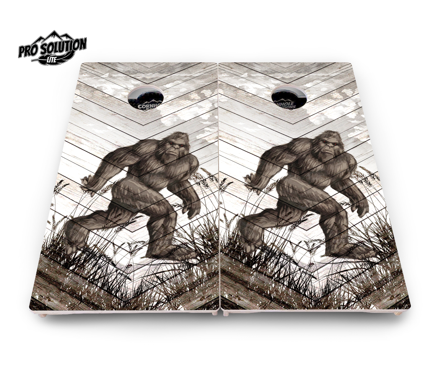 Bigfoot Whitewash Cornhole Boards - Pro Solution Lite Series by Cornhole Solutions, custom cornhole board detail photo 2