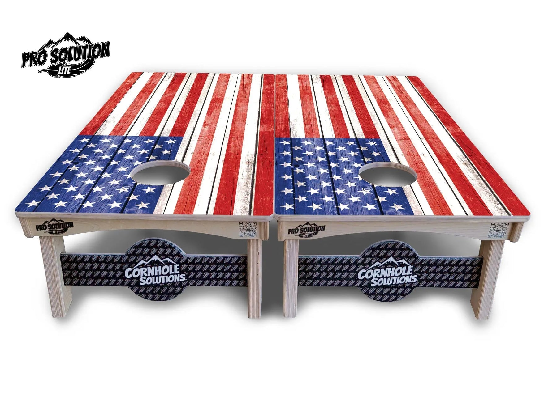 Whitewashed Flag Cornhole Boards - Pro Solution Lite Series by Cornhole Solutions, custom cornhole board detail photo 3