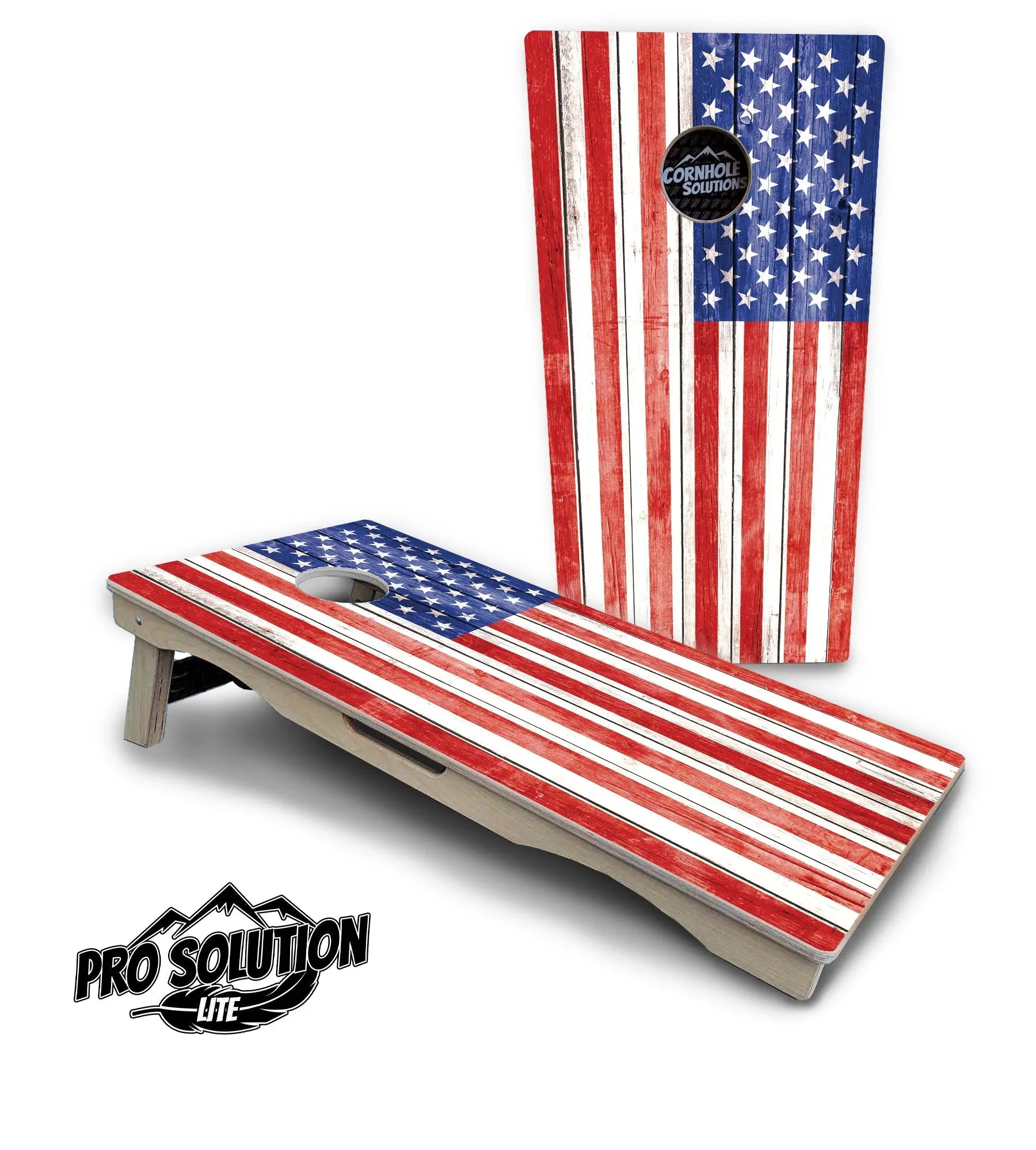 Whitewashed Flag Cornhole Boards - Pro Solution Lite Series by Cornhole Solutions, custom cornhole board detail photo 4