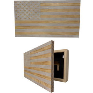 American Flag Decorative & Secure Wall-Mounted Gun Cabinet (Whitewashed) by Bellewood Designs, Southern home decor main product photo