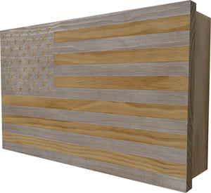 American Flag Decorative & Secure Wall-Mounted Gun Cabinet (Whitewashed) by Bellewood Designs, Southern home decor detail photo 9