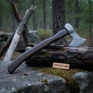 Hand Forged Damascus Steel Hatchet Hawks Tomahawk Axe Rose Wood by JW SteelCrafts, Southern lifestyle apparel detail photo 3