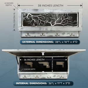 Winter Family Tree Gun Concealment Decor - Handcrafted Wooden Gun Cabinets - Gun Shelf Hidden Storage for Rifles, Shotguns, & Handguns - Quick Access by Bellewood Designs