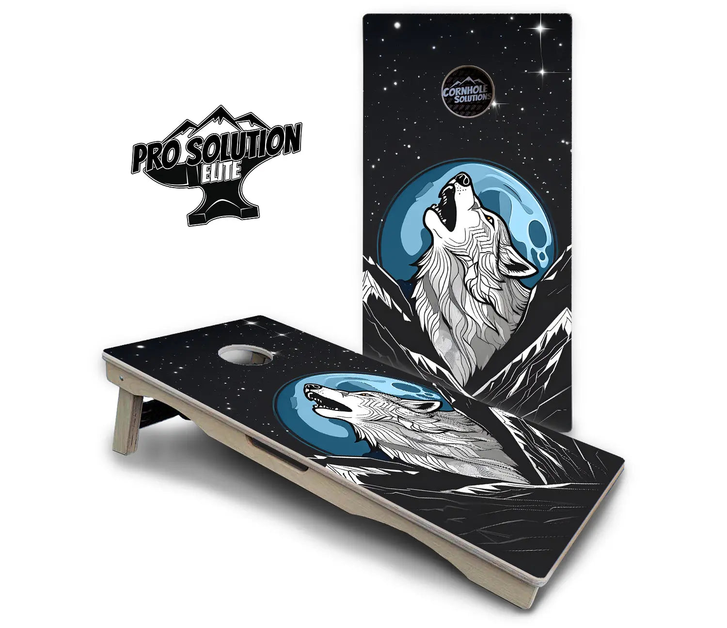 Wolf Howling Cornhole Boards - Pro Solution Elite Series by Cornhole Solutions, custom cornhole board detail photo 2