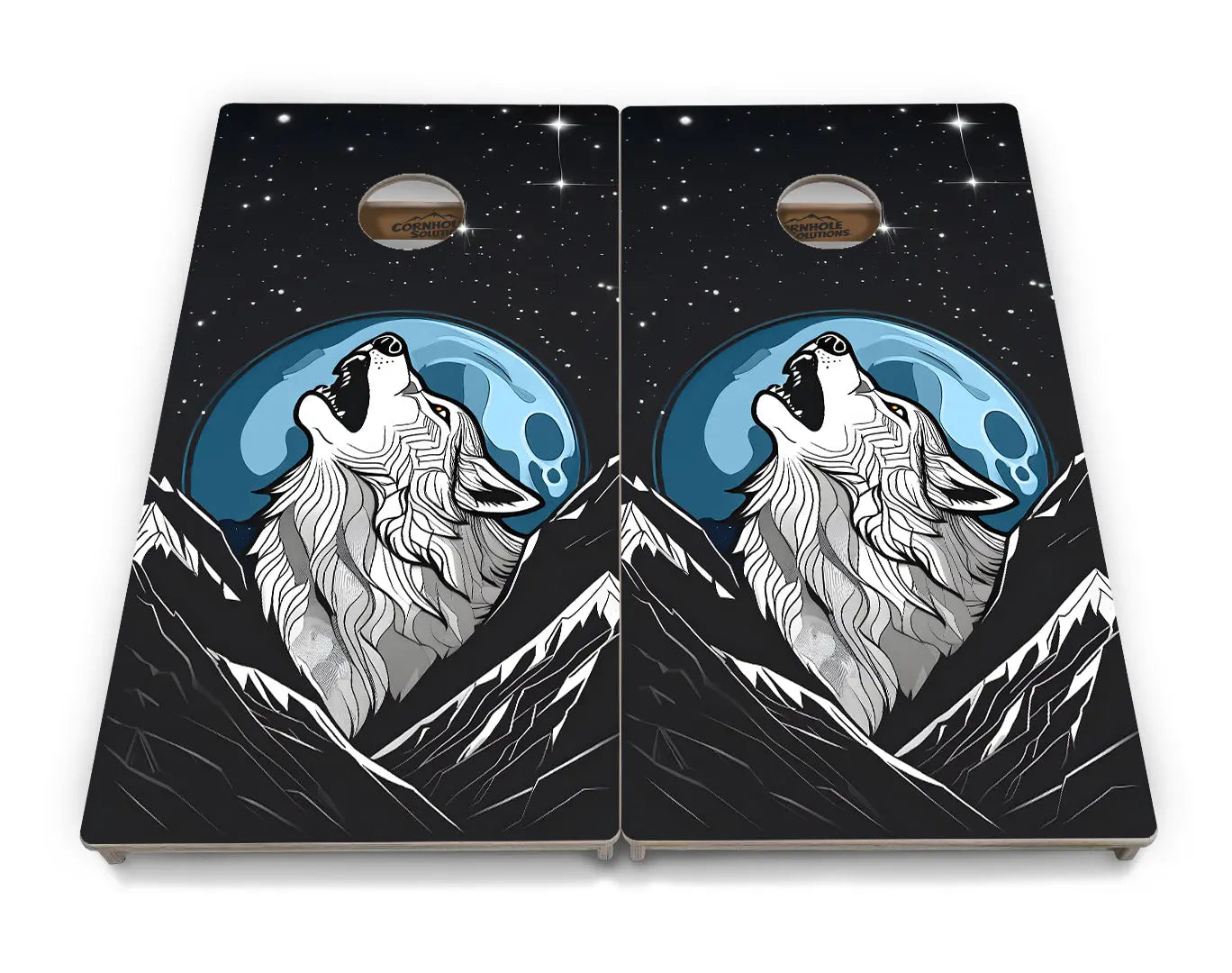Wolf Howling Cornhole Boards - Professional Tournament Series by Cornhole Solutions, custom cornhole board detail photo 2